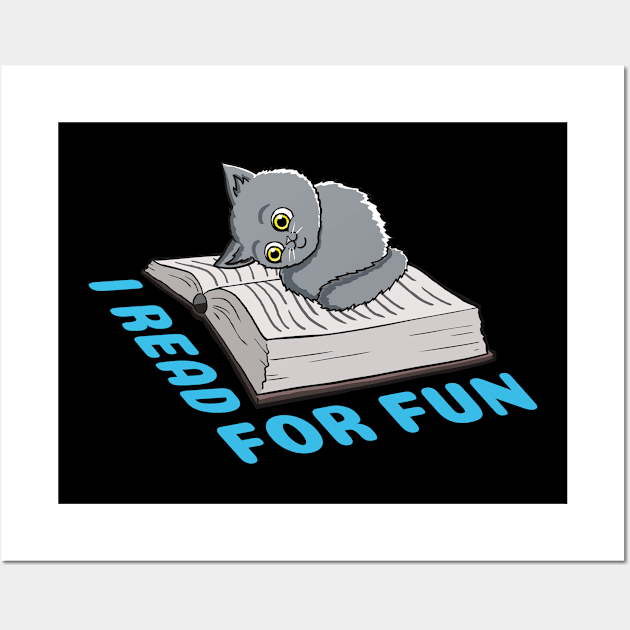 British Shorthair Cat Reading Book For Fun Wall Art by jonmlam